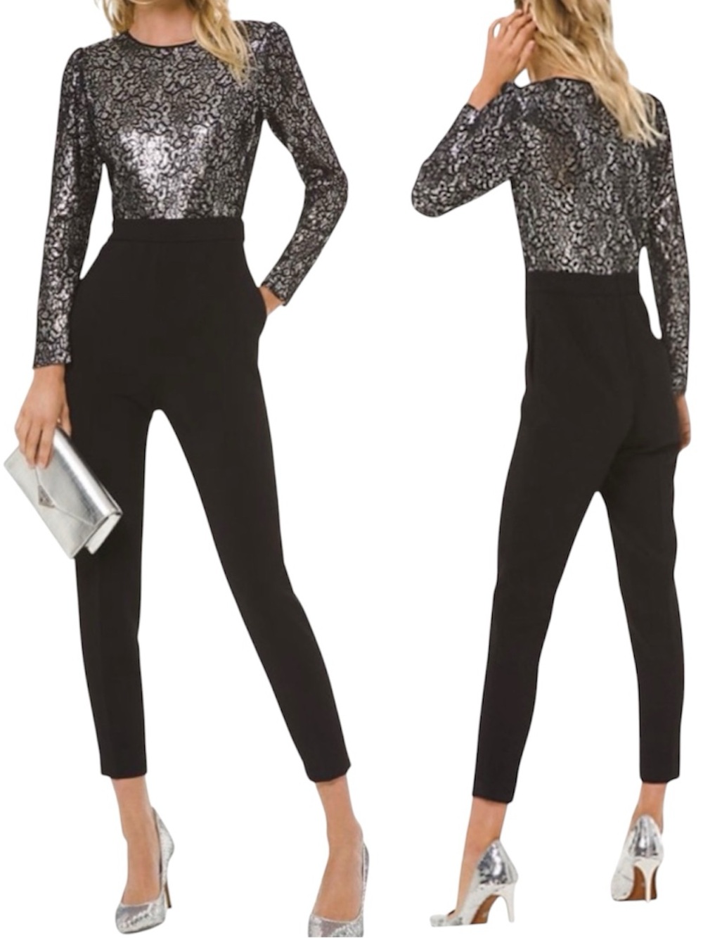 Micheal Micheal Kors Lace Sequin Tux Jumpsuit Size 0